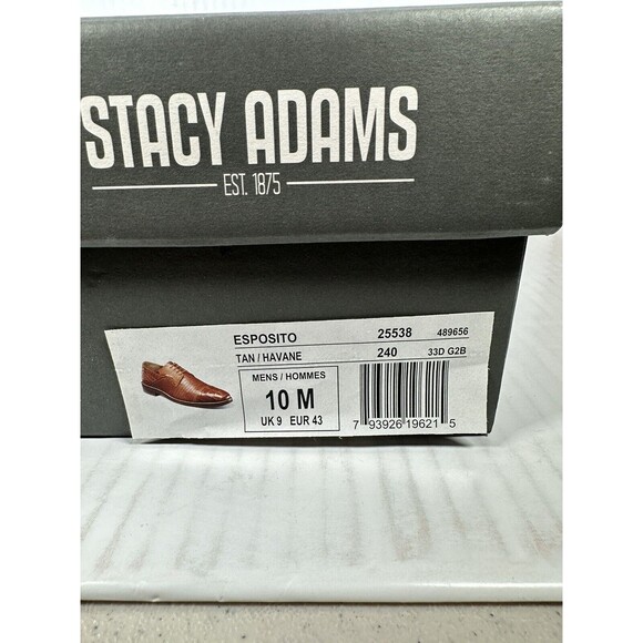 Stacy Adams Esposito Cap Toe Oxford Shoes Animal Print Tan Men Size 10 25538-240 - Picture 8 of 8